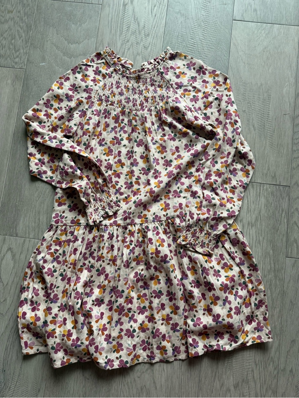 Mayoral Cream Floral Skirted Top with Purple & Mustard Print